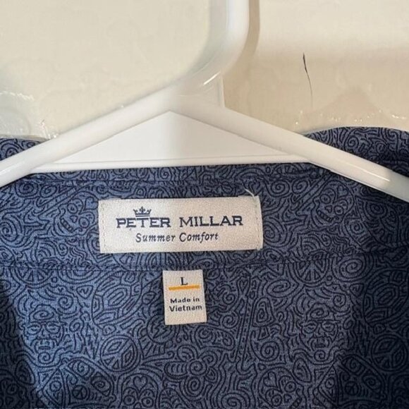 Peter Millar Polo Shirt Mens Large Blue Summer Comfort Golf Performance Stretch - Picture 3 of 7
